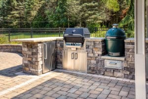This is an outdoor kitchen and hardscape design for some exterior renovations in Lancaster, PA.