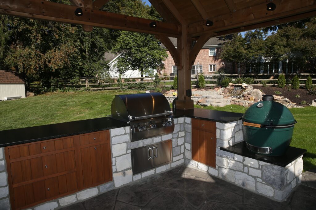 Outdoor kitchen addition in major exterior renovation