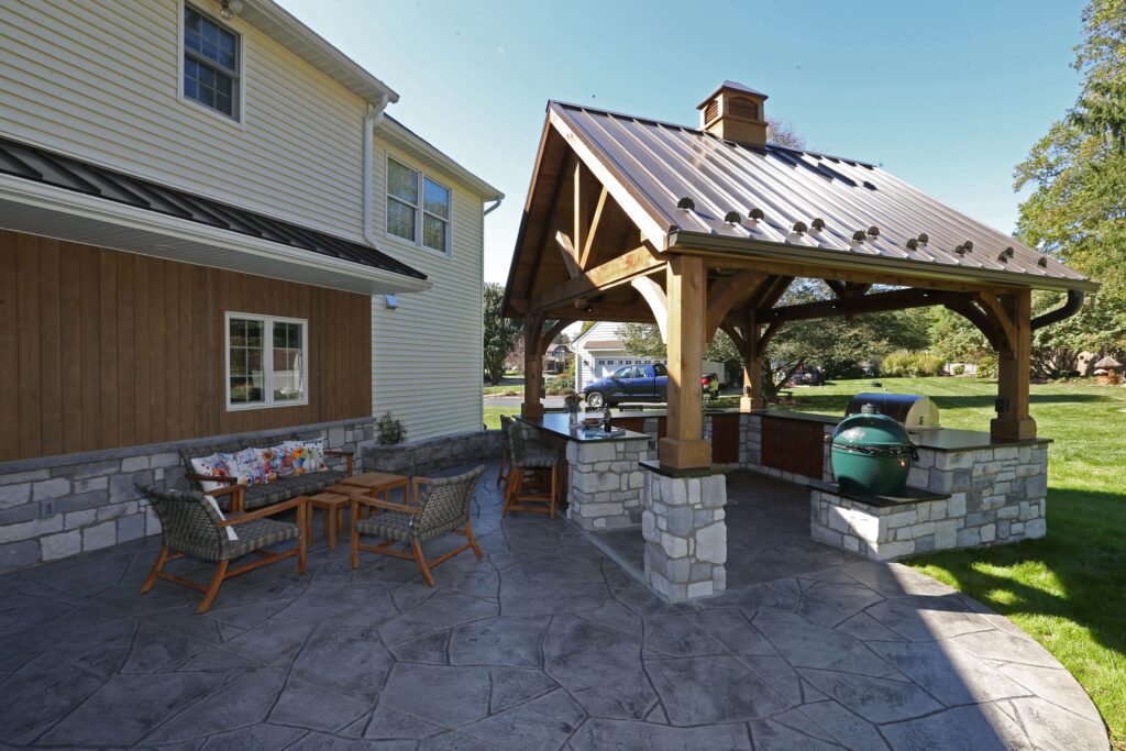 Outdoor kitchen addition in major exterior renovation