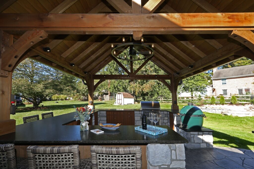 Outdoor kitchen addition in major exterior renovation