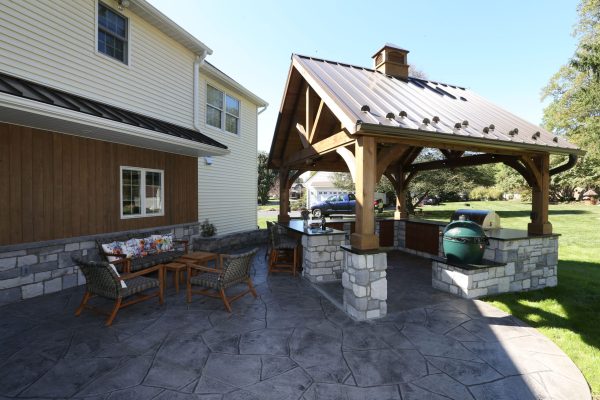 Outdoor kitchen addition in major exterior renovation. Best for summer entertaining.